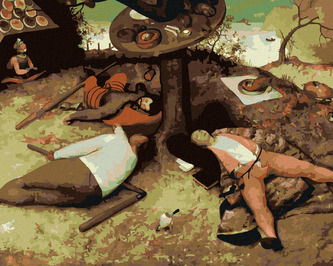 Malování podle čísel - V ZEMI PECIVÁLŮ (PIETER BRUEGEL) - 80x100 cm, bez rámu a bez vypnutí plátna