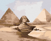 Malování podle čísel - SFINGA A PYRAMIDY EGYPT - 80x100 cm, bez rámu a bez vypnutí plátna