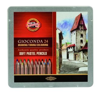 Koh-i-noor křídy prašné umělecké v tužce GIOCONDA souprava 24ks v plechové krabičce