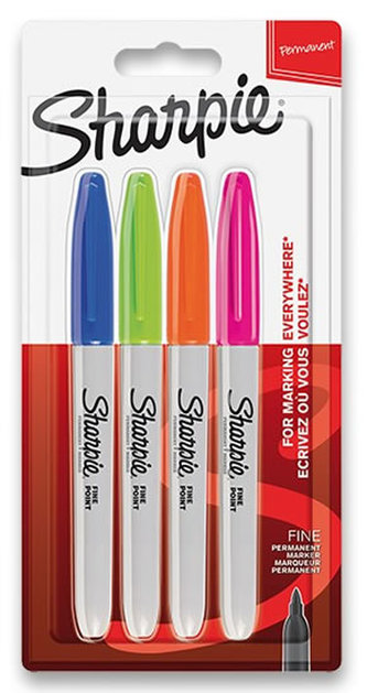 Permanentní popisovač Sharpie Fine sada 4 ks, doplňkové barvy