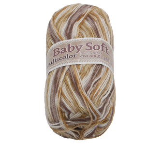 Příze BABY SOFT multicolor - bílá, béžová, hnědá - 100g / 360 m