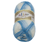 Příze DIVA BATIK - bílá, sv.modrá - 100g / 350 m