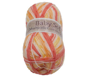 Příze BABY SOFT multicolor - bílá, žlutá, oranžová, růžová - 100g / 360 m