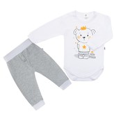 2-dílná bavlněná souprava New Baby Funny bílo-šedá - velikost 80 (9-12m)