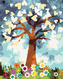 Malování podle čísel - SRDCOVÝ STROM A KVĚTINY - 80x100 cm, vypnuté plátno na rám