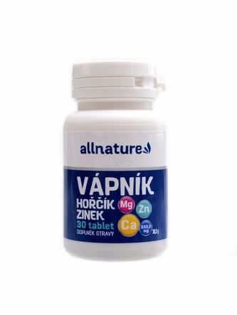 Allnature - Vápník, hořčík, zinek 30 tablet