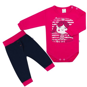 2-dílná bavlněná souprava New Baby Funny růžovo-modrá - velikost 86 (12-18m)