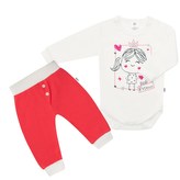 2-dílná bavlněná souprava New Baby Funny smetanovo-růžová - velikost 68 (4-6m)