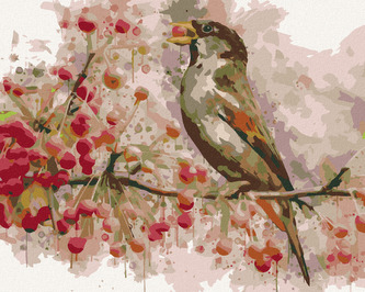 Malování podle čísel - PTÁK A JEŘABINY - 80x100 cm, vypnuté plátno na rám
