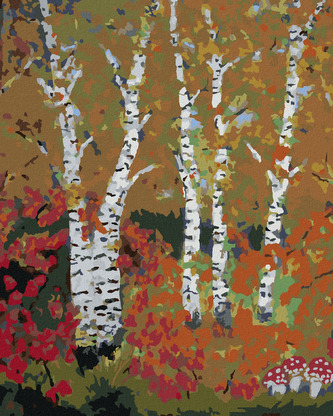 Malování podle čísel - BŘÍZY NA PODZIM - 80x100 cm, vypnuté plátno na rám