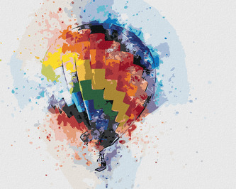 Malování podle čísel - BAREVNÝ HORKOVZDUŠNÝ BALON - 40x50 cm, bez rámu a bez vypnutí plátna