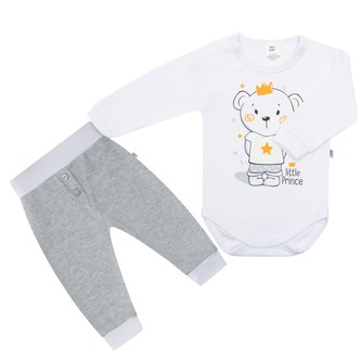 2-dílná bavlněná souprava New Baby Funny bílo-šedá - velikost 74 (6-9m)
