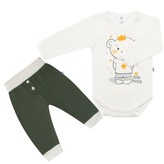 2-dílná bavlněná souprava New Baby Funny smetanovo-zelená - velikost 74 (6-9m)