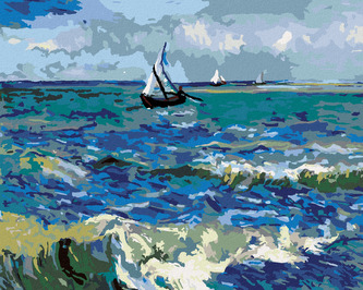 Malování podle čísel - PLACHETNICE A MALOVANÉ MOŘE - 80x100 cm, vypnuté plátno na rám