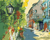 Malování podle čísel - MALÁ MĚSTSKÁ ULIČKA - 80x100 cm, vypnuté plátno na rám