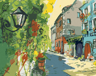 Malování podle čísel - MALÁ MĚSTSKÁ ULIČKA - 80x100 cm, vypnuté plátno na rám