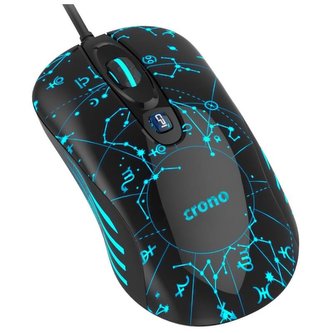 CRONO myš OP-636B/ gaming/ drátová/ laser/ 3200 dpi/ LED podsvícení/ USB/ černo-modrá CRONO myš OP-636B/ gaming/ drátová/ laser/ 3200 dpi/ LED podsvícení/ USB/ černo-modrá