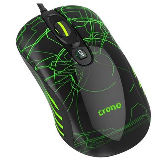 CRONO myš OP-636G/ gaming/ drátová/ laser/ 3200 dpi/ LED podsvícení/ USB/ černo-zelená CRONO myš OP-636G/ gaming/ drátová/ laser/ 3200 dpi/ LED podsvícení/ USB/ černo-zelená