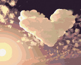 Malování podle čísel - OBLÁČKOVÉ SRDCE - 80x100 cm, vypnuté plátno na rám