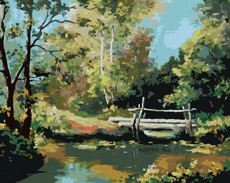 Malování podle čísel - MALÝ MOST V LESE - 80x100 cm, vypnuté plátno na rám Malování podle čísel - MALÝ MOST V LESE - 80x100 cm, vypnuté plátno na rám