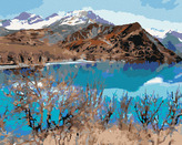 Malování podle čísel - JEZERO ISKANDERKUL - 80x100 cm, bez rámu a bez vypnutí plátna
