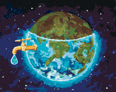 Malování podle čísel - ŠETŘENÍ VODY NA ZEMI - 80x100 cm, bez rámu a bez vypnutí plátna