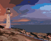 Malování podle čísel - BÍLÝ MAJÁK U MOŘE - 80x100 cm, bez rámu a bez vypnutí plátna