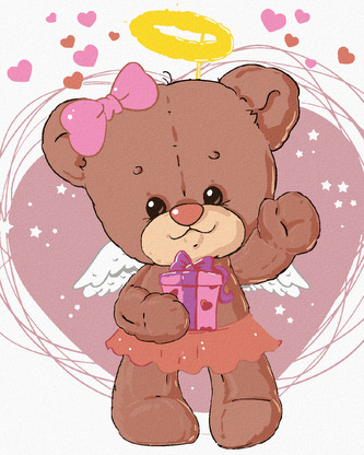 Malování podle čísel - MEDVÍDEK ANDĚL - 80x100 cm, vypnuté plátno na rám