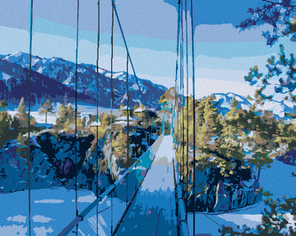 Malování podle čísel - MOST NA OSTROV PATMOS - 80x100 cm, vypnuté plátno na rám