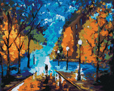 Malování podle čísel - PROCHÁZKA POZDĚ V NOCI - 80x100 cm, vypnuté plátno na rám