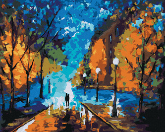 Malování podle čísel - PROCHÁZKA POZDĚ V NOCI - 80x100 cm, vypnuté plátno na rám