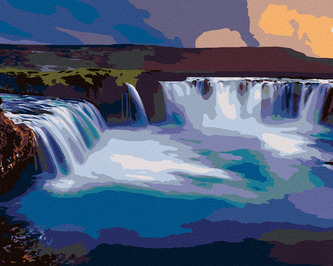 Malování podle čísel - VODOPÁD NA ISLANDU - 80x100 cm, bez rámu a bez vypnutí plátna