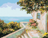 Malování podle čísel - DOMEK U MOŘE - 80x100 cm, bez rámu a bez vypnutí plátna