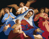 Malování podle čísel - MARIE A JEŽÍŠ A ANDĚLÉ - 80x100 cm, vypnuté plátno na rám