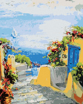 Malování podle čísel - CESTA K MOŘI NA OSTROVĚ - 80x100 cm, vypnuté plátno na rám