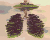Malování podle čísel - STROM VE TVARU PLIC NA OSTROVĚ - 80x100 cm, bez rámu a bez vypnutí plátna