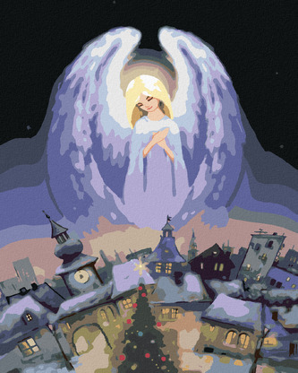 Malování podle čísel - ANDĚL NAD MĚSTEM - 80x100 cm, vypnuté plátno na rám