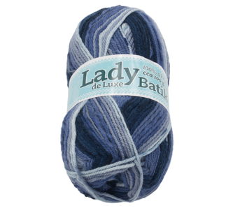 Příze LADY de Luxe - bílá, modrá - 100g / 238 m