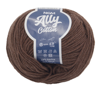 Příze ALLY cotton - tmavě hnědá - 50g / 140 m