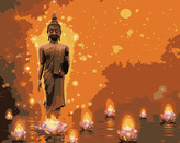 Malování podle čísel - BUDDHA S LOTUSY - 80x100 cm, bez rámu a bez vypnutí plátna