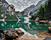Malování podle čísel - JEZERO V HORÁCH - 80x100 cm, vypnuté plátno na rám