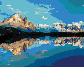 Malování podle čísel - LETNÍ PANORAMA JEZERA LAC BLANC - 80x100 cm, bez rámu a bez vypnutí plátna