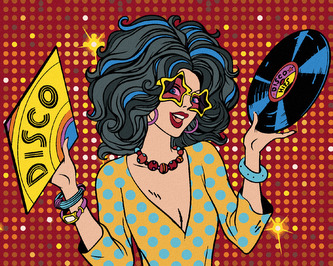 Malování podle čísel - POP-ART DISCO ŽENA - 80x100 cm, bez rámu a bez vypnutí plátna