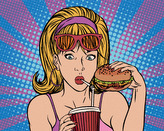 Malování podle čísel - POP-ART ŽENA VE FASTFOODU - 80x100 cm, vypnuté plátno na rám