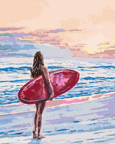 Malování podle čísel - SURFAŘKA - 80x100 cm, bez rámu a bez vypnutí plátna