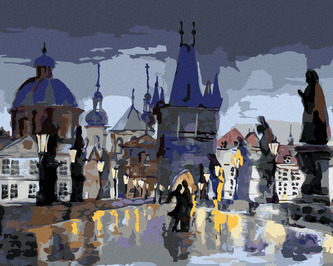 Malování podle čísel - ABSTRAKTNÍ KARLŮV MOST II - 80x100 cm, vypnuté plátno na rám