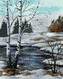 Malování podle čísel - BŘÍZY V ZIMNÍ KRAJINĚ - 80x100 cm, vypnuté plátno na rám