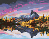 Malování podle čísel - PODZIMNÍ POHLED NA JEZERO FEDERA V DOLOMITECH - 80x100 cm, bez rámu a bez vypnutí plátna
