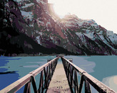 Malování podle čísel - KLÖNTHALERSEE V ZIMĚ S MŮSTKEM - 80x100 cm, bez rámu a bez vypnutí plátna