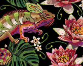 Malování podle čísel - CHAMELEON MEZI LEKNÍNY - 40x50 cm, vypnuté plátno na rám
